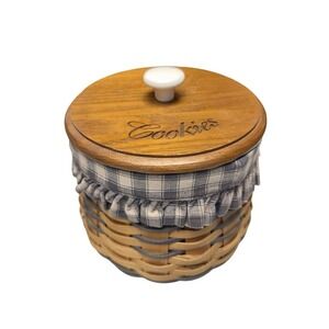 American Traditions Cookie Basket Set w Lid‎ Liner Divider 2000 Farmhouse USA